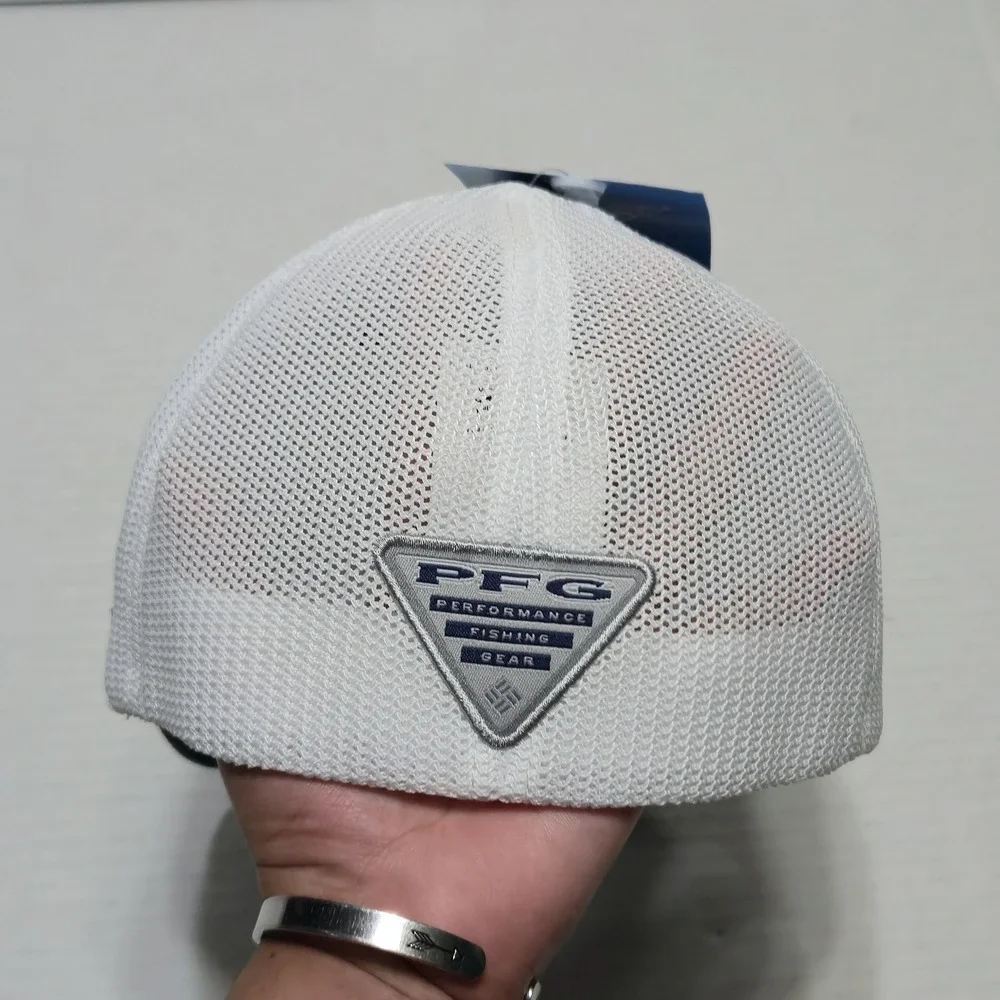 Columbia PFG Youth Flex Fit Mesh Hat Cap Black White One Size Stretch New